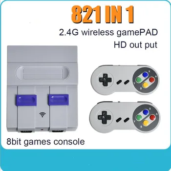 Powkiddy Nou Joc Retro Console 821 Construit în Joc Video Consola de jocuri cu Dublu wireless Gamepad-uri Acasă Consola de jocuri Pentru copii
