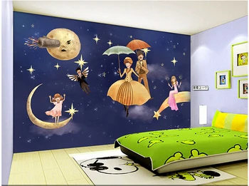 Copii personalizate tapet, mână-trase de stele, univers pentru copii canapea cameră TV de perete hârtie DE parede de vinil care tapet