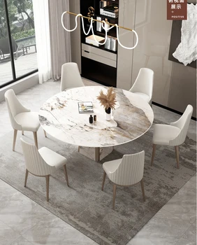 Lumina de lux post-moderne masă rotundă și scaune moderne ardezie combinație apartament mic Europene Italian de lux din