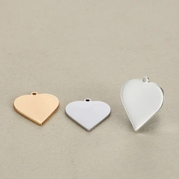 20buc Diy Farmec accesorii dragoste piersic inima buna gol din oțel inoxidabil pot fi litere design pandantiv 19 * 22 mm