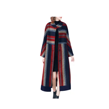 Moda cu dungi palton Mujer mid-lungime haina de lână toamna iarna nou single-breasted Elegant temperament sălbatic Abrigos D209