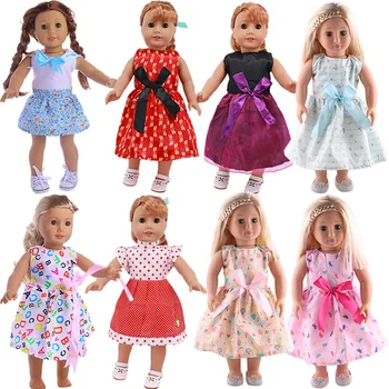 Papusa Rochie Polka Dot Print Fusta Ieftine se Potrivesc 18Inch American Doll Haine de Fata&43Cm Nou Renăscut Baby Doll Accesorii