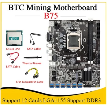 B75 ETH Miniere Placa de baza 12PCIE La USB LGA1155 Suporta DDR3 Cu G1630 CPU+6pini La Dual 8pini prin Cablu B75 USB BTC Mining