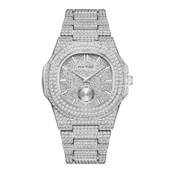 Brand de Top Luxury Mens Watch Afaceri Scântei de Gheață Afară de Diamant Rochie Ceasuri pentru Bărbați din Oțel Inoxidabil Trupa Cuarț Ceas de mână