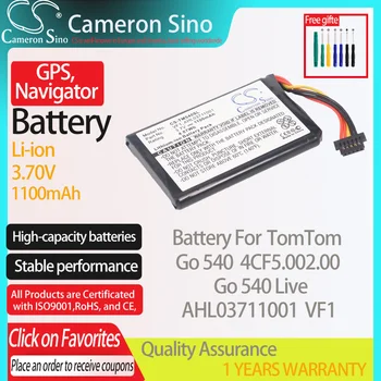 CameronSino Baterie pentru TomTom Go 540 4CF5.002.00 Go 540 Live se potrivește TomTom AHL03711001 VF1 GPS,Navigator baterie 1100mAh 3.70 V