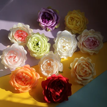 10buc/lot Bujor Flori Artificiale Cap de Mătase, Flori de Nunta de Decorare Perete Fondul DIY Aranjament Floral Bujor Coroană de Flori
