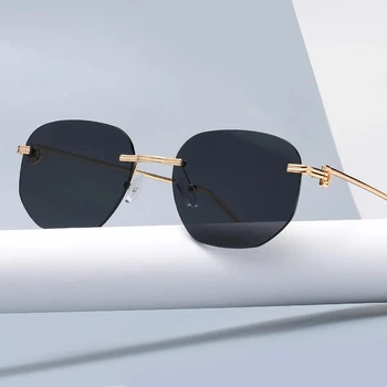 2021 moda cool elegante fără ramă de metal stil de ochelari de soare femei gradient de design de brand de ochelari de soare 3089