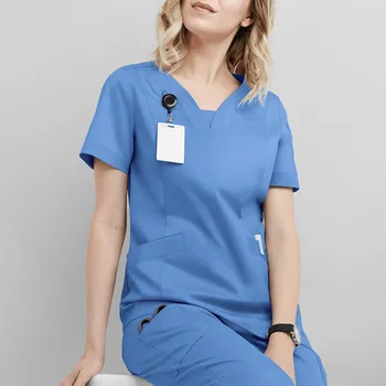 Costumul femeilor de a purta elegant scrub costume de asistenta uniformă salon de înfrumusețare spa costume solid unisex Sănătății Lucrătorilor uniformă enfermera