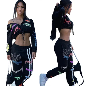 Moda Femei Hanorac Cu Maneca Scurta Din Doua Piese Pantaloni Scurți Set Imprimare Cu Fermoar Streetwear Sport Costume De Motociclist