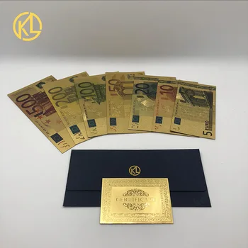 Ambarcațiuni de Metal Banii Colorate Placat cu Aur de bancnote 7/8pcs Euro 5 10 20 50 100 200 500 pentru bancnota de colectare și valoros cadou