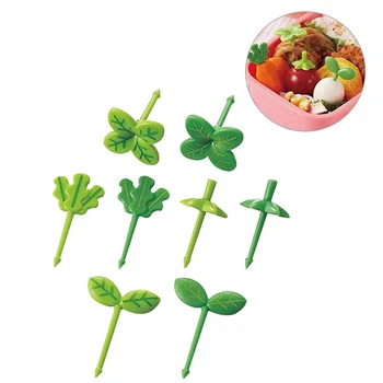 8Pcs Fructe Furculita Scobitoare Frunze de Plastic, Decor masa de Prânz Cutie Bento Accesorii Mici Salata Furculiță Mini Tort Ponturi Pentru Copii