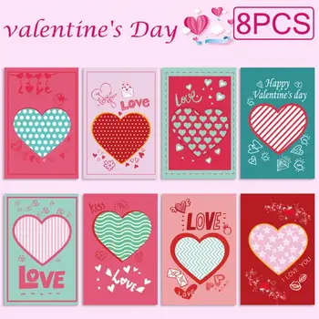 8Pcs/Set Felicitari Atractiv Manopera Rafinat Luminoase de Culoare de Imprimare Inima Îndrăgostiților Carte de Dragoste pentru Cadou