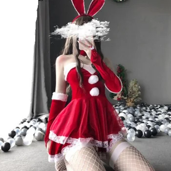 Crăciun Crăciun Doamna Moș Crăciun Cosplay Costum De Lenjerie Sexy De Iepuras Tub Rochie De Domnișoara Uniformă De Chelneriță