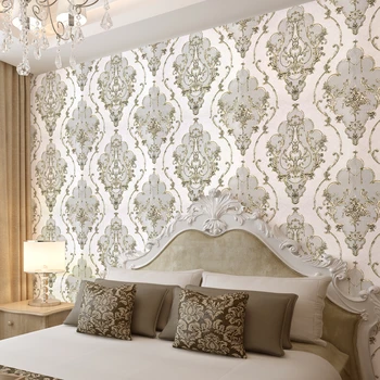 Gri-Alb De Lux Texturate Floral Model De Damasc Fundal Fundal Pentru Camera De Zi Dormitor Decor European De Vinil De Perete De Hârtie