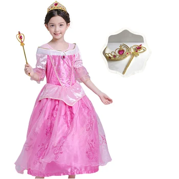 Fata Printesa Aurora Costum De Dormit Frumusete Dress Up Haine De Pe Umăr Rochie Copii Fete Cosplay Dress Prop Îmbrăcăminte