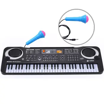 61 Chei Electronice Portabile Tastatură de Pian, Muzica de Formare Jucarii pentru Copii cu Microfon Cablu de Alimentare