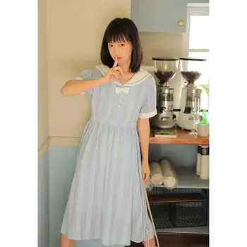 2023 stil japonez jk fata rochie albastru alb guler marinar rochii de uniformă școlară, fusta cu talie inalta drăguț lega rochie casual de zi cu zi