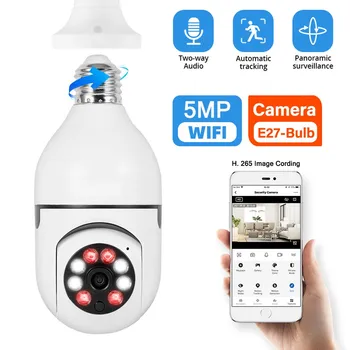 5MP E27 Bec Camera protecție de Securitate WiFi baby Monitor de Supraveghere Video de Interior Acasă Plin de Culoare Viziune de Noapte Auto Originale