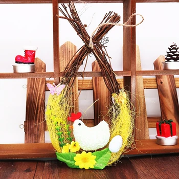Coronita Ghirlanda Fals Coop de Pui Plante Artificiale Ramuri de Colorat Easter Egg Agățat Spuma Ușa Cuier pentru Perete Fereastra Farmhou