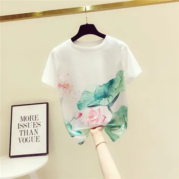 Harajuku Vara T-shirt Pentru femeie Haine Harajuku Y2K O-gât Vrac Tricouri Mujer de sex Feminin Casual Florale Imprimate Topuri Tricouri