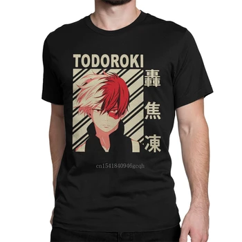 Shoto Todoroki Vintage Art Eroul Meu mediul Academic T-Shirt pentru Bărbați Anime-ul Japonez de Moda din Bumbac Tricou Tricou Plus Dimensiune Haine