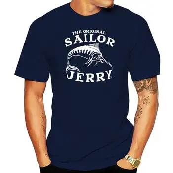 SAILOR JERRY Tatuaj SJ Marlin, Pește Slim Fit Bleumarin Tricou S-3XL NOI tricouri Hipster Rece O Gât Topuri