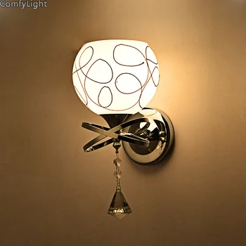 Tranșee de perete Cristal minimalist, Simplu de Lumină Creative Pahar Cald de copil Dormitor Noptieră Lampa de Perete Lumini de Cristal de Fier Lămpi de noapte