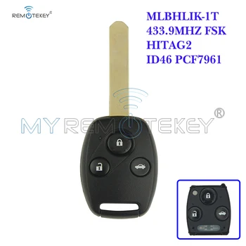 Remtekey pentru Honda CRV Civic MLBHLIK-1T cheie de la distanță Hon66 3 butoane 434mhz cu cip id46