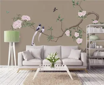 XUE SU tapet Personalizat murală noul stil Chinezesc de mână-pictat flori și păsări TV HD de fundal pictura pe perete