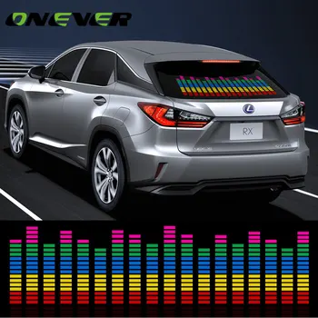 90*25CM Mașină Ritm de Muzică LED Flash Decor de Muzică Ușoară Activat Egalizator de Sunet de Voce Muzica de Control Lampă de Styling Auto Autocolant
