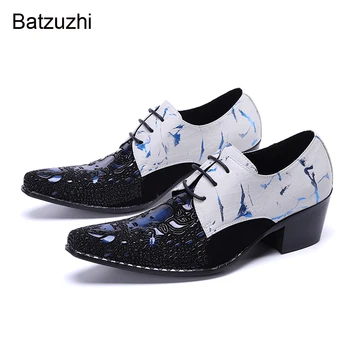Batzuzhi 6.5 cm Toc Înalt Pantofi Barbati Formale din Piele Rochie Pantofi Bărbați Dantela-up Formale Zapatos Hombre, Mare SizeEU38-46