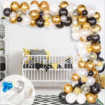 120pcs aur negru seria tema ghirlanda arc balon lanț set dus copilul nunta sărbători ziua de naștere partidul decor