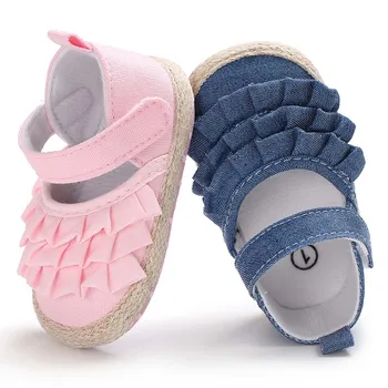 0-18M Nou-născut Fetița de Vară pentru Copii Pantofi cu Talpă Moale Patutul Printesa Prewalker Copilul Anti-Alunecare Solid Ciufulit Prima Pietoni
