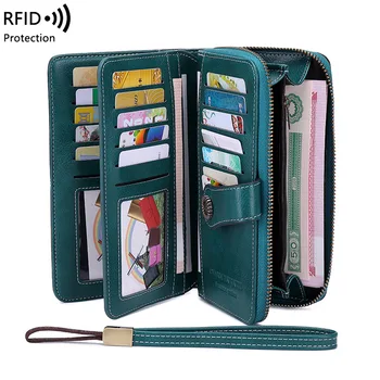 RFID portofel cu fermoar Portofele pentru Femei Doamnelor Geantă Ghearele Clipuri de Bani Timp de Capacitate Mare Geantă de mână, Suport de Telefon Mobil carteira