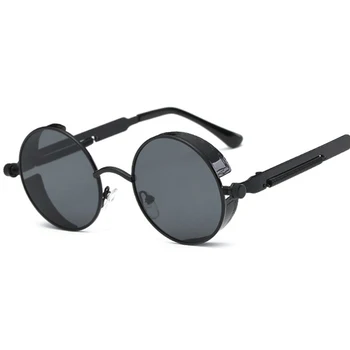 2019 Femei Vintage Steampunk ochelari de Soare Brand Design Rotund ochelari de Soare pentru barbati femei retro de sol UV400 ochelari de soare ochelari
