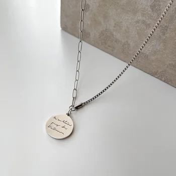 Titan oțel rotund marca de scrisoare pandantiv despicare Colier femei non decolorare clavicula lanț minimalist accesorii metalice