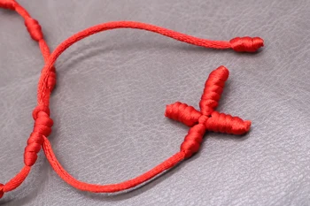 Catolic roșu împletit cruce margele de rasina bratara margele, frânghii împletite roșu rozariului brățară bijuterii populare brățară