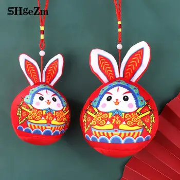 Anul nou Chinezesc Zodiac Ox Floral Pânză Iepure Jucarie de Plus Iepuras Mascota Papusa de Plus Perna Umplute Pentru Copii Cadou de Anul Nou