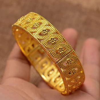 Wando 1 buc 24k arab Dubai Mare brățări Pentru femei, Omul de aur din Dubai Culoare brățară en-gros din Africa de bijuterii accesorii Micronezia