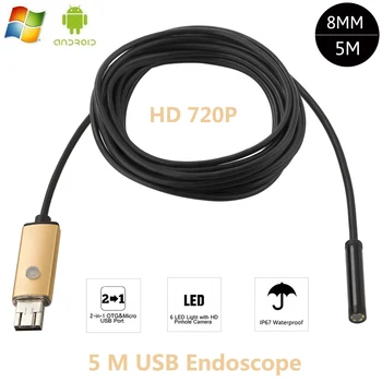 5M 720P 2MP 6LED 8MM USB Android Inspecție Endoscop aparat de Fotografiat Subacvatic Endoscopio Tub Micro Camera Pentru Windows, Android 3 Culori