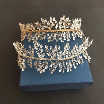SLBRIDAL Manual Flexibil Pietre de Cristal de Mireasa Tiara cu Bandă de susținere Nunta Coroana domnisoarele de Onoare Femei Bijuterii Accesorii de Par