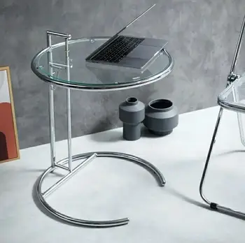 Creative Din Oțel Inoxidabil, Sticlă Lift Masă De Cafea De Uz Casnic Simple Transparente Canapea Mese Nordic Designer De Dormitor, Cameră De Masa