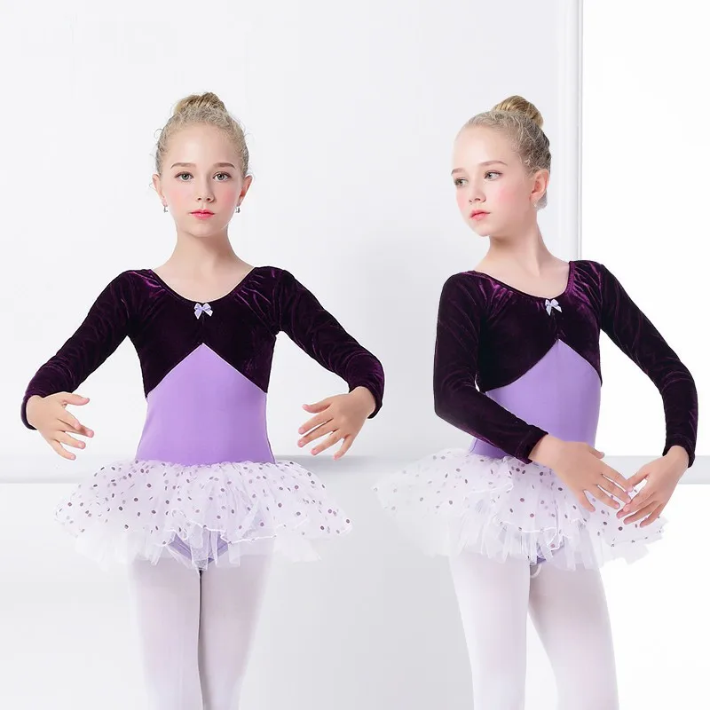 Violet Fustei De Balet Pentru Copii De Catifea Balet Tutu Rochie De Dans Tricou Pentru Fete Profesionale Gimnastica De Performanță Etapă Rochie