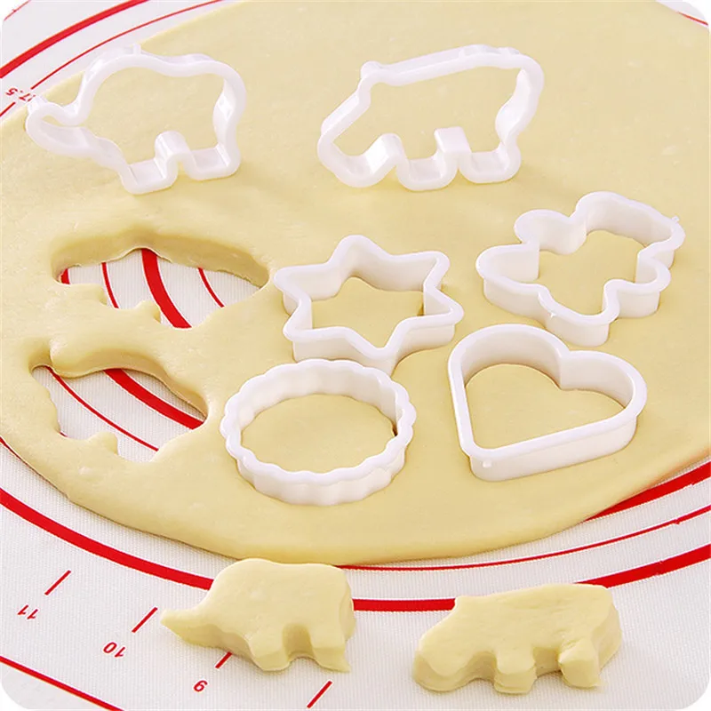 6Pcs Plastic Cookie Zahăr Meserii Mucegai de Desene animate de Animale Tort Matrite Cookie Cutter Timbru de Ananas Tort de Bucătărie, Bicarbonat de Mucegai Instrumente