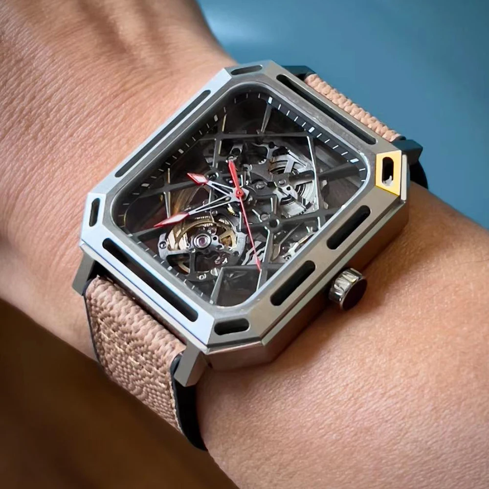 Ceas De Lux Barbati Automată A Modificat Mecanice Ceasuri Ediție Limitată Dreptunghi Ceasuri Sport MysteriousCode Ceas Personalizat