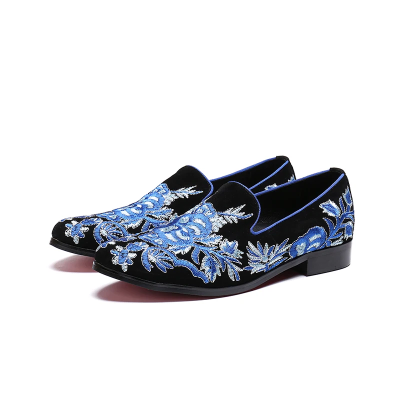 Moda pentru bărbați imprimate cu albastru, pantofi casual respirabil leneș seturi de picioare pantofi