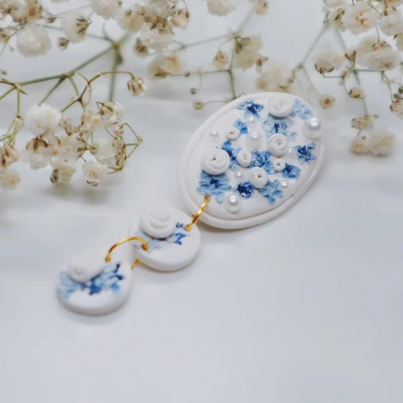 Retro Moale Lut Ceramică Brosa Pentru Femei, Fete Pictura Floare Pearl Broșe Accesorii Lucrate Manual La Modă Pandantiv Brosa Cadou