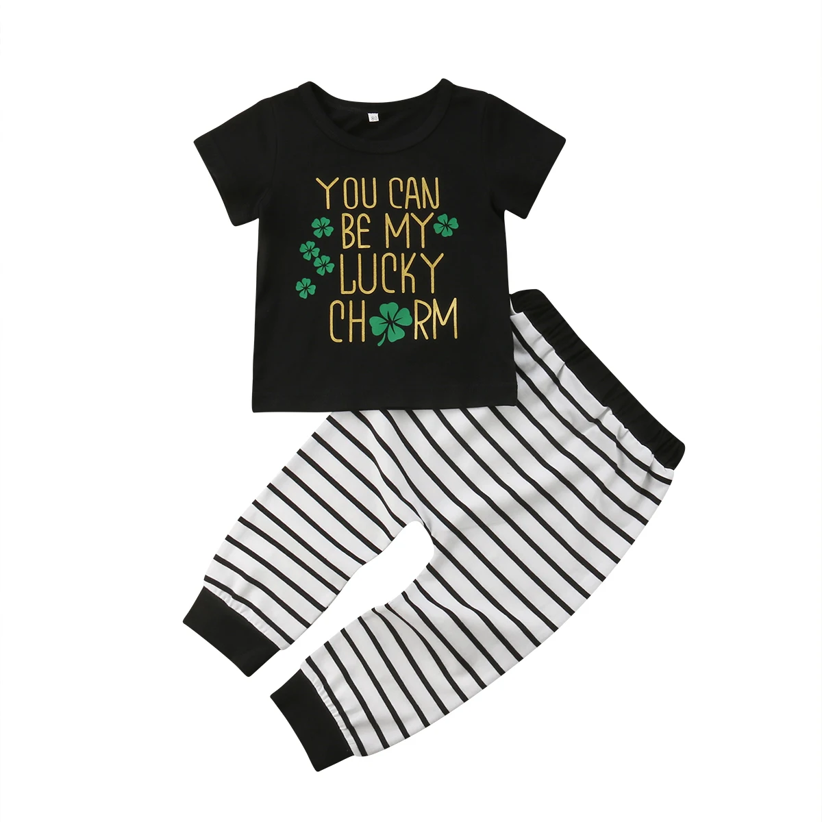 Copilul copil Fată Băiat Copil T-shirt Top Tee+Stripe Pantaloni Lungi Pantaloni Haine Setați Dimensiunea 0-24M