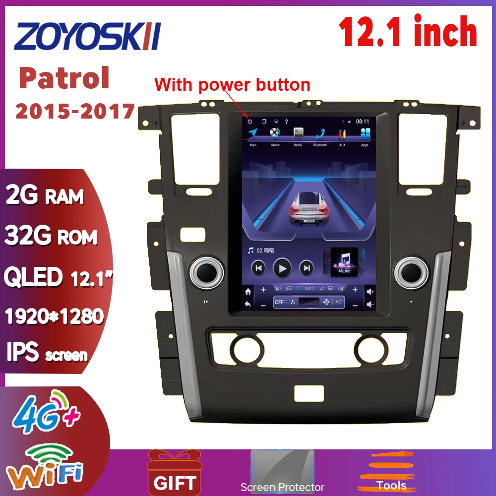 ZOYOSKII Android 10 12.1 inch ecran vertical Tesla stil radio AUTO GPS bluetooth navigare player pentru Nissan Patrol 2010-2019